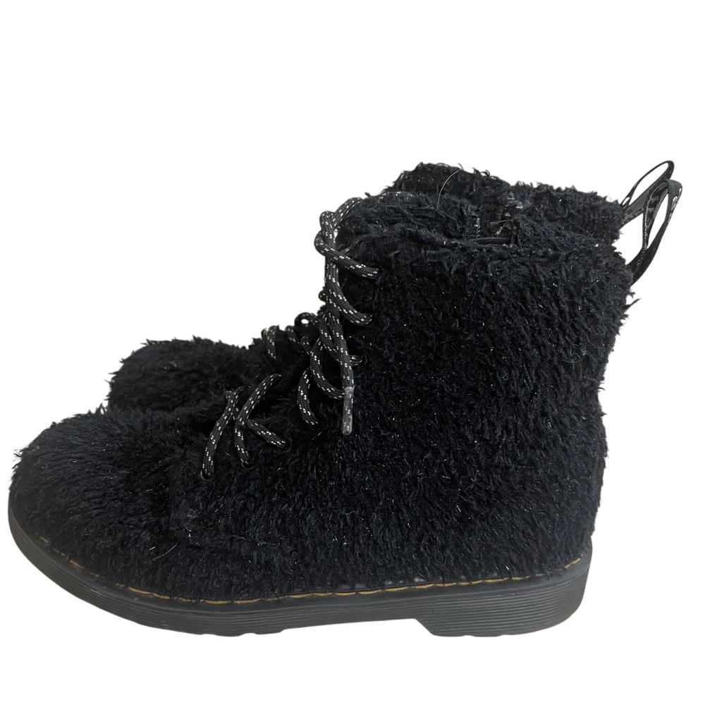 Dr Martens Pascal Furry Fleece Black Combat Boots Women‎ US 5 / men 4/UK 3 4